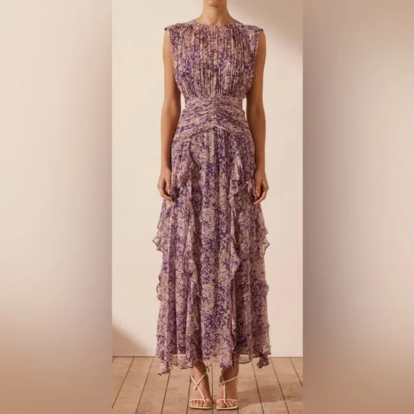 Shona Joy Purple Aurier Round Neck Sleeveless Maxi Dress - Picture 2 of 4